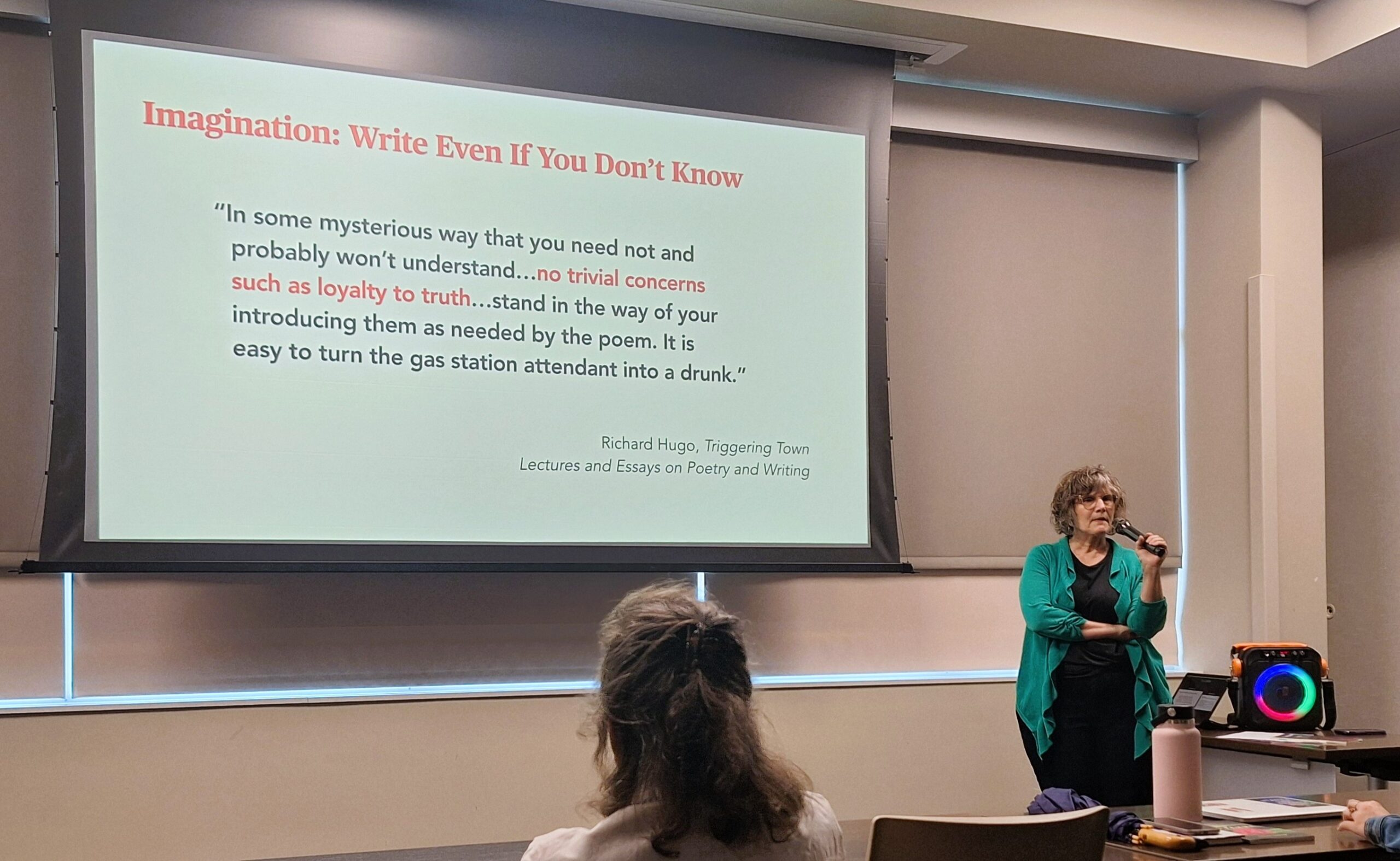 Lynne Jensen Lampe presenting on intertextuality, April 2026